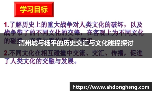 清州城与杨平的历史交汇与文化碰撞探讨